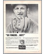1950s Stan Musial Rawlings Baseball Gloves PRINT AD &quot;Trap-Eze Glove&quot; BX3 - $139.27 MXN