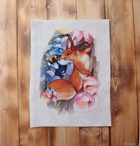 Squirrel cross stitch watercolor pattern pdf - Cute Squirrel embroidery bee  - £10.20 GBP