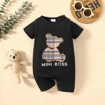 Baby MINI BOSS Bear Graphic Short Sleeve Romper - £23.27 GBP