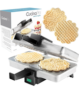 Pizzelle Maker- Polished Electric Baker Press Makes Two 5-Inch Cookies a... - $55.35