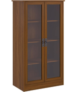 Bookcase With Glass Doors Inspire Cherry Brown Oak NEW - £149.20 GBP