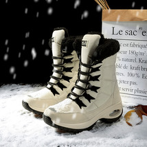 New Winter Women Boots High Quality Keep Warm Mid-Calf Snow Boots Women Lace-up  - £61.59 GBP