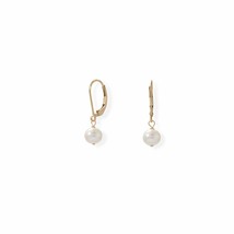 14/20 Yellow Gold Filled 6.5 mm Cultured Freshwater Pearl Lever Drop Earrings - £79.47 GBP