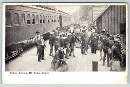 Postcard Mt Gretna Pa WW1 Soldier&#39;s Encampment Troops Arriving Railroad Station - £7.78 GBP