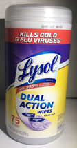 Lysol Dual Action Wipes, Citrus Scent, 75 Wipes-99% Germs Removed-SHIPS N 24 HRS - £6.13 GBP