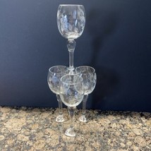 Vintage Wine Glasses Chrystal Etched Floral Design set of 4 - $17.59