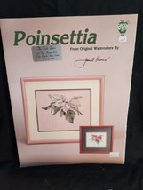 Vintage Janet Powers Poinsettia Cross Stitch Pattern (1987) Green Apple Co # 574 - $4.74
