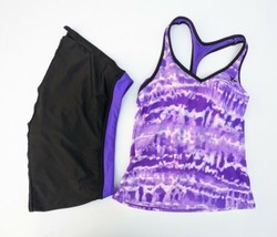ZERO X POSUR Womens 2  Peice Swim Wear  Purple White Skort Skirt Shorts ... - £28.39 GBP