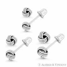 Love Knot Charm 4.5mm, 5mm, or 5.5mm Screwback Stud Earrings in 14k White Gold - £48.28 GBP+