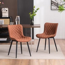 Youtaste Coffee Brown Dining Chairs Set Of 2 Mid Century Modern Pu Leather - £263.99 GBP
