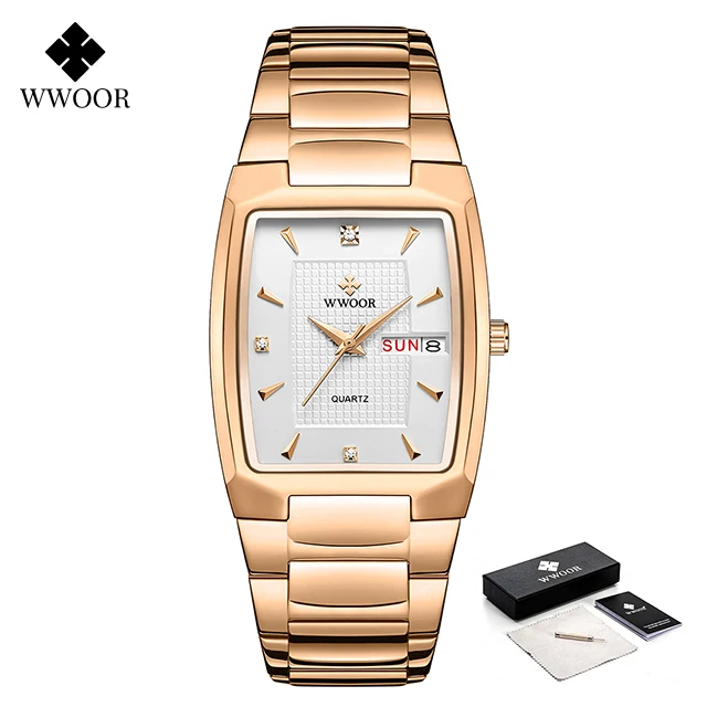 Luxury Men&#39;s Wristwatch   Fashion Square Dial Stainless Steel Calendar Waterproo - $38.00