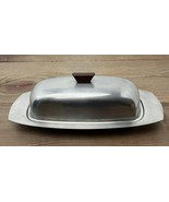 Vintage Butter Dish MCM 18/8 Stainless Steel with Teak Wood Knob Monarch... - €18,74 EUR