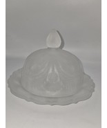 Mosser Embossed Thistle Clear Frosted Depression Glass Covered Butter Dish - $1,321.86 MXN