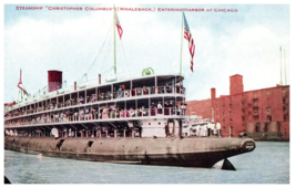 Steamship Christopher Columbus (Whaleback) Chicago, Illinois Ship Postcard - £19.41 GBP