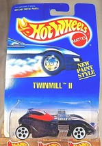 1991 Hot Wheels Blue/White Card #260 TWIN MILL ll Black w/White 5Dot Spoke-Varia - £7.08 GBP