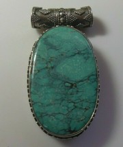 Massive 925 Sterling Silver Turquoise Pendant  Stunning Detail - £361.65 GBP