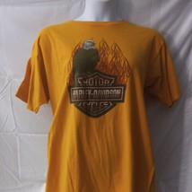 Harley-Davidson Motor Cycles Yellow Eagle Flames Patriotic USA New York Men&#39;s XL - $19.79