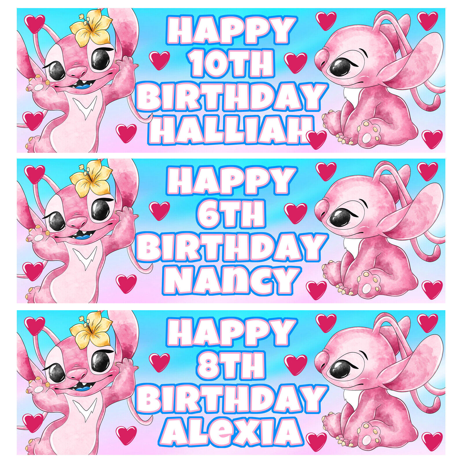ANGEL Personalised Birthday Banner - Disney Lilo &amp; Stitch Birthday Party... - $4.77