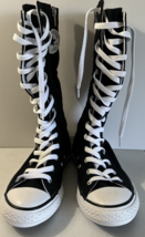Converse All Star Chuck Taylor Junior Size 2 Black Knee/Calf High Top Shoes Zip - £60.66 GBP