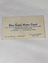 Blue Goose Motor Court Motel Business Card Bridgton Maine G.L. Graffam - $289.01 MXN
