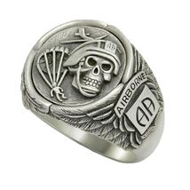 Airborne Infantry 82nd Division Sterling Silver Skull Men Ring Army Para... - $148.80