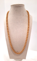 Vintage Trifari Gold Tone Pearl look Textured Bead Statement Necklace  24” - £26.02 GBP