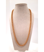 Vintage Trifari Gold Tone Pearl look Textured Bead Statement Necklace  24” - £25.63 GBP