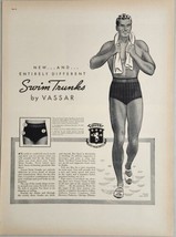 1937 Print Ad Men&#39;s Swim Trunks by Vassar Handsome Man on Beach Chicago,Illinois - £13.86 GBP