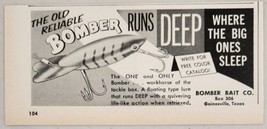 1962 Print Ad Bomber Bait Deep Running Fishing Lures Gainesville,Texas - £7.89 GBP