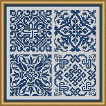 Antique Square Tiles Sampler Monochrome Set 10 Cross Stitch Crochet Patt... - $5.00