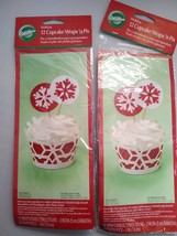 Snowflake Cupcake Wraps Wrappers &amp; Party Picks 24 count hors d&#39;oeuvre Appetizer  - £11.84 GBP