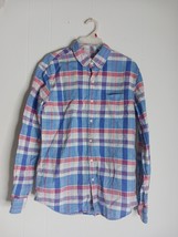 American Eagle Shirt Mens S Blue Red Plaid Button Down Long Sleeve Linen... - $153.11 MXN