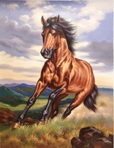 Original Hand-Painted Brown Horse Oil Painting Unmounted Canvas 30x40 inches - £551.36 GBP
