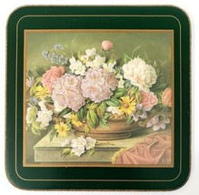 Pimpernel Flower Basket Coasters W/Corked Back 4.25&quot; x 4.25&quot; Vtg Set of ... - $25.23
