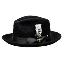 Men Bruno Capelo Hat Australian Wool Rabbit Fur Look Felt Fedora RA760 Black image 3