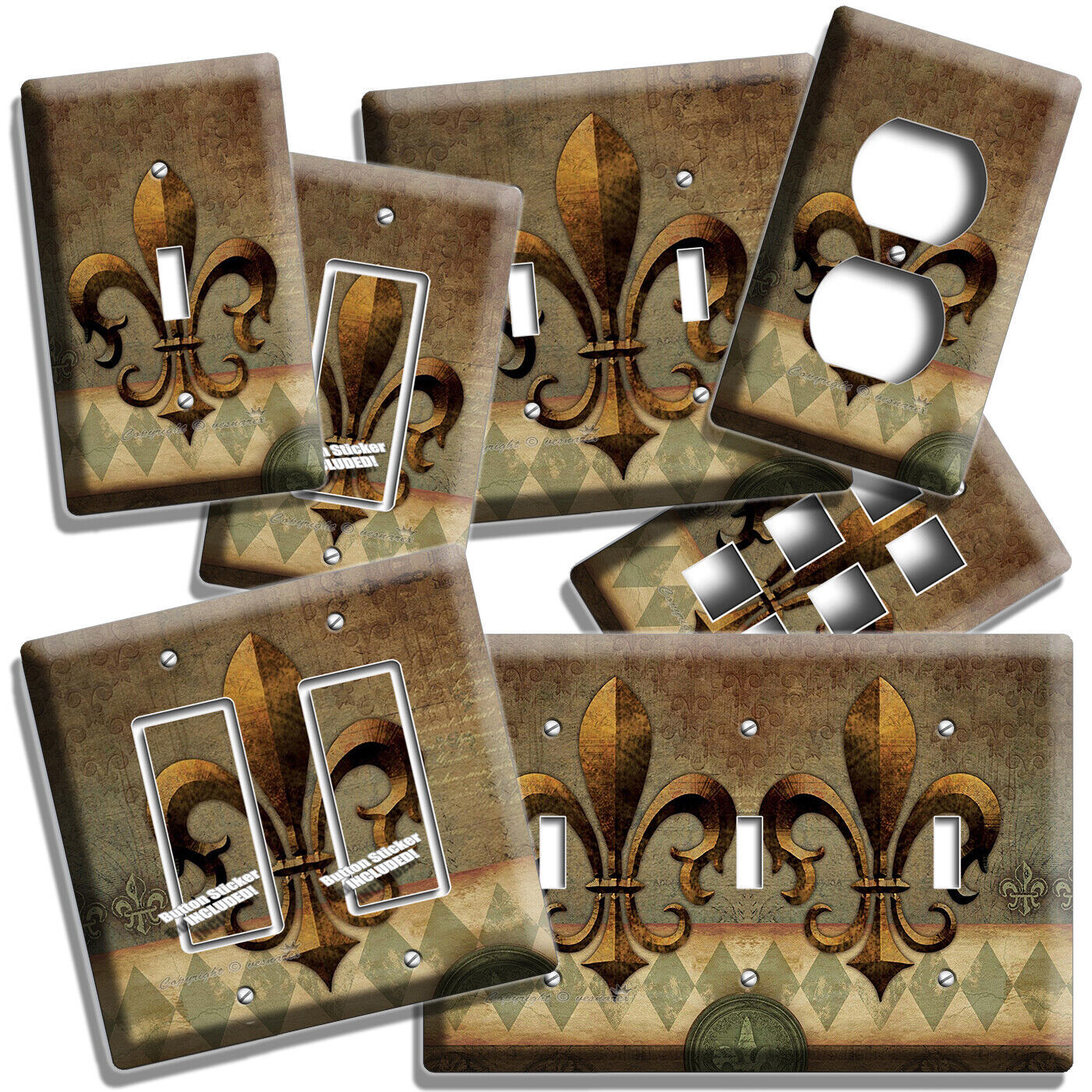 FLEUR DE LIS MEDIEVAL MEDICI SIGIL LIGHT SWITCH OUTLET WALL PLATE ROOM ART DECOR