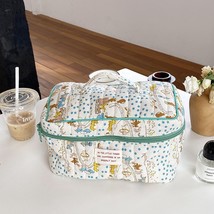 Portable Women Travel Toiletry Storage Case Quilted Cosmetic Box Cotton Cloth Ma - £53.60 GBP