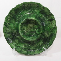 VIETRI FOGLIA Leonardo Italy Majolica Leaf Green Round Chip and Dip Platter - $100.00