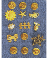 Figural Scatter Pin Tac Back LOT Flower Starfish Cat Beetle Apple Bow St... - £12.59 GBP