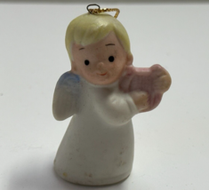 Angel With Harp Cermaic Figurine , Hanging Chrsitmas Ornment Homco vintage - £3.98 GBP