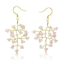Sparkling Berry Clusters of White Crystal on Brass Wire Dangle Earrings - £8.78 GBP