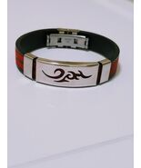 Stainless Steel Bracelet Red &amp; Black Stripes &amp; Tribal Design for Men (On... - $31.47