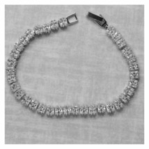 5Ct Princess Cut Simulated Tennis Bracelet 7.5&quot; 14k White Gold Plated Silver - £149.11 GBP