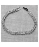 5Ct Princess Cut Simulated Tennis Bracelet 7.5&quot; 14k White Gold Plated Si... - £149.02 GBP