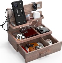 Gifts for Men Dad Birthday Ideas Wood Docking Station with Drawer Phone Nightsta - $88.21