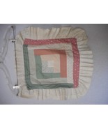 Vtg Handmade Quilted Amish Log Cabin Pattern Throw Pillow cover green 17... - $19.99