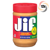 12x Jars Jif Creamy Peanut Butter | 16oz | Fast Shipping! | 7g Protein | - £50.54 GBP