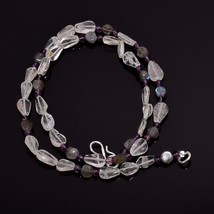 Natürlicher Kristall Labradorite Amethyst Edelstein Glatt Perlen Halskette 17 &quot; - £8.52 GBP