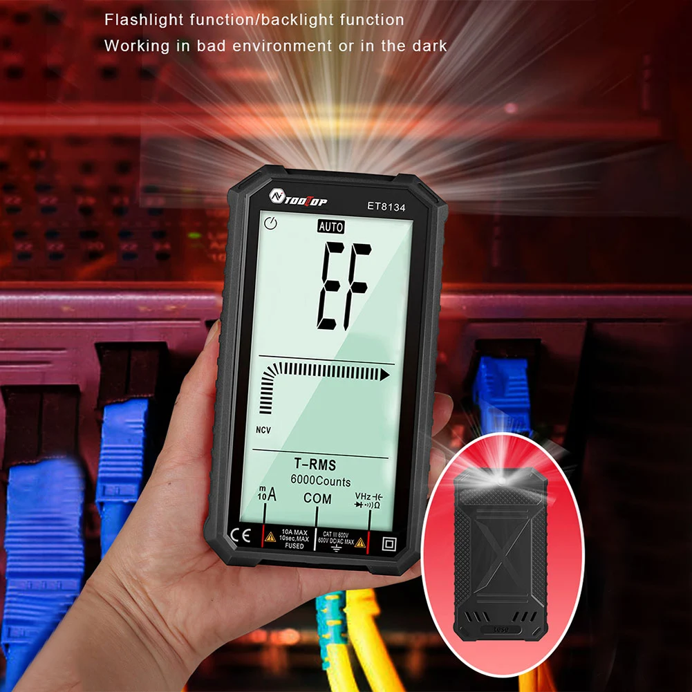 ET8134 NCV Digital Multimeter LCD Backlight Auto Range 6000 Count AC DC Voltmete - £175.20 GBP