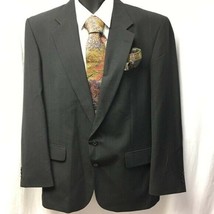 Towncraft Sport Coat Dark Pinstripe Worsted Wool Mens Size 44L - £17.08 GBP